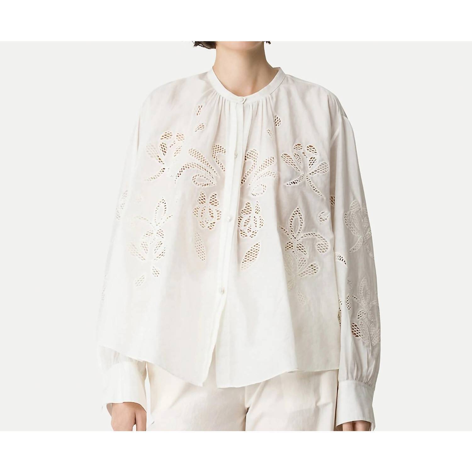 New Forte Forte Lunamaris Embroidered Shirt In White